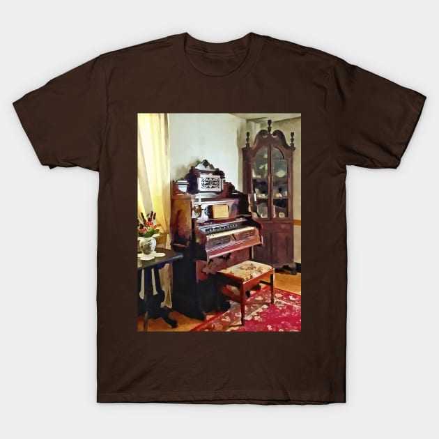 Music - Organ in Victorian Parlor With Vase T-Shirt by SusanSavad